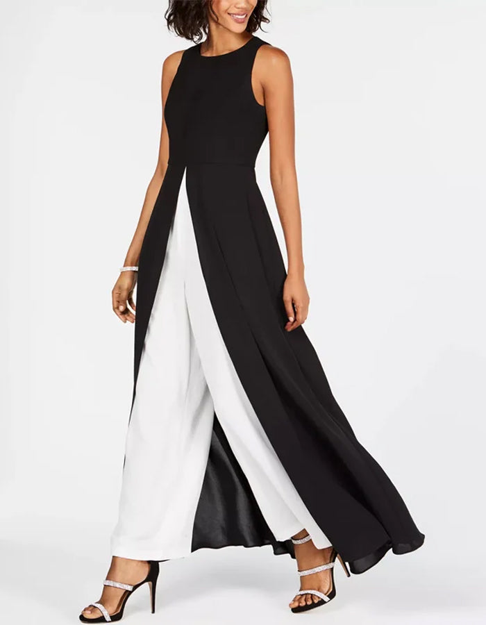 Combinaison longue bicolore noire et blanche
