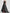 Elegant Dark Gray Satin High-Low Gown with Beaded Appliqué