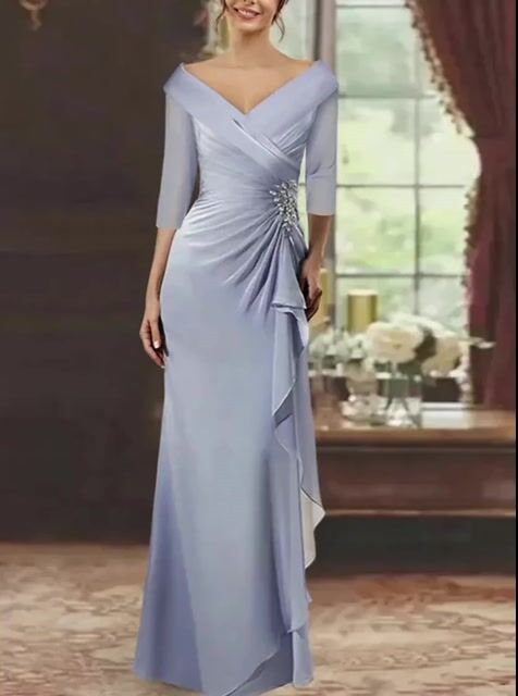 Solid Color Fishtail Asymmetric Pleated Maxi Dress