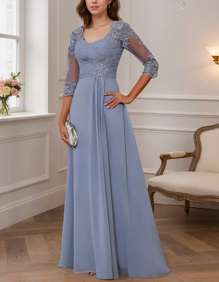 Temperament Pure Color Chiffon Maxi Dress