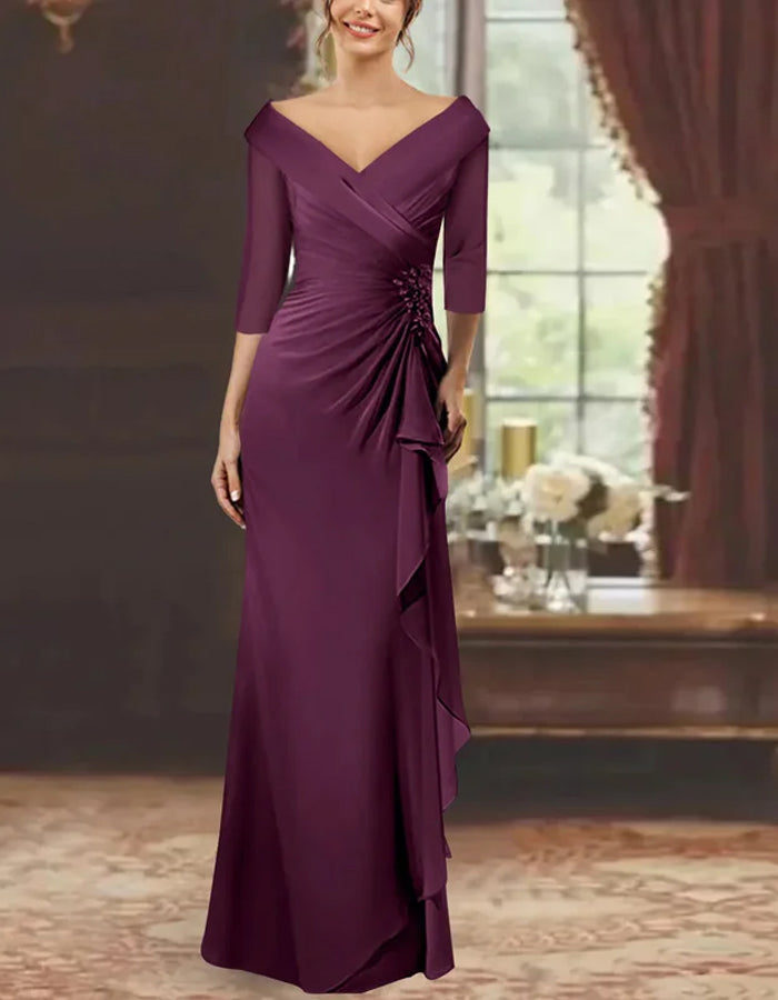 Solid Color Fishtail Asymmetric Pleated Maxi Dress