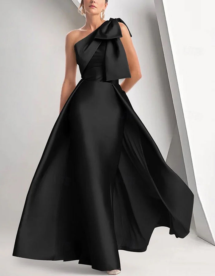 One-shoulder Oversized Bow Design Maxi Dress