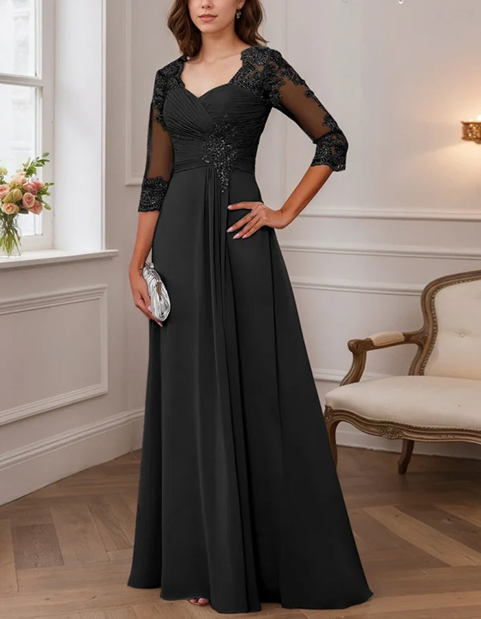 Temperament Pure Color Chiffon Maxi Dress